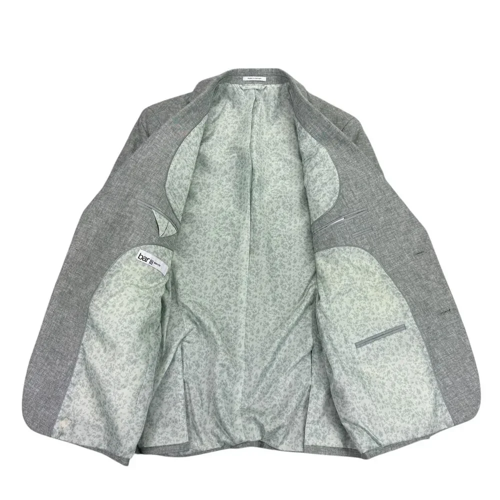 Bar III Mens Slim Fit Linen Cotton Solid Suit Jacket Green 38R